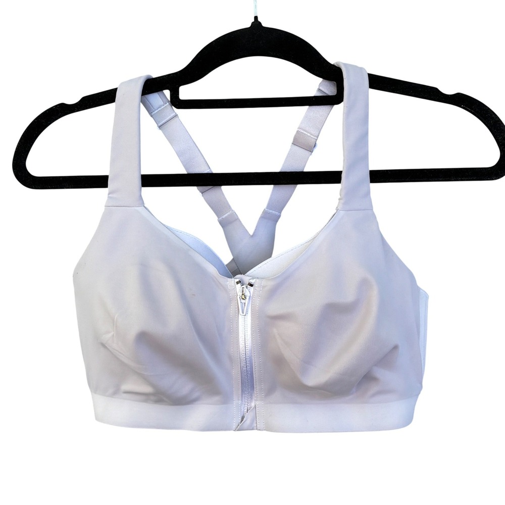 Victorias Secret Knockout Front Close Sport Bra 34DD White High Impact Racerback